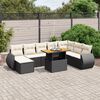 vidaXL 9-delige Loungeset met kussens poly rattan zwart