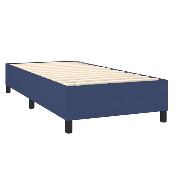 vidaXL Boxspring met matras stof blauw 90x190 cm