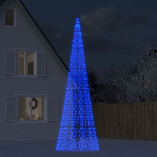 vidaXL LED-kerstboom aan vlaggenmast 1534 LEDs 500 cm blauw