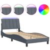 vidaXL Bedframe met LED zonder matras "Hanko" fluweel donkergrijs 90x200 cm