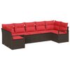 vidaXL Tuinbankenset 7 st Bruin en Rood poly rattan