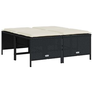 vidaXL Tuinkrukken met kussens 4 st poly rattan zwart