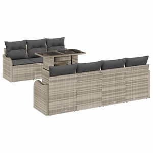 vidaXL Tuin Sofa Set 8 st Lichtgrijs poly rattan