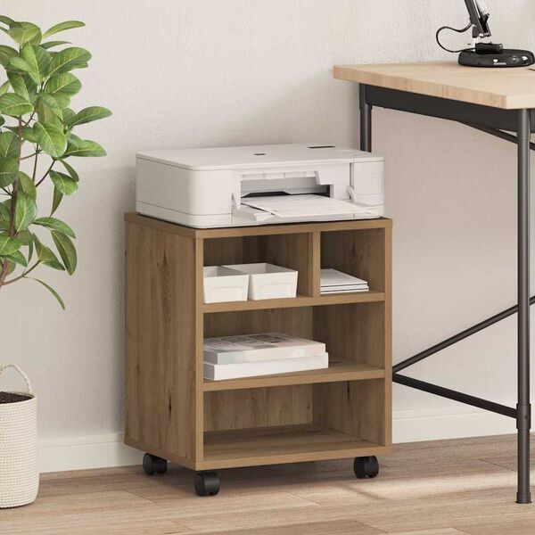 vidaXL Printerstand met opslag artisanaal eikenkleurig 41 x 32 x 48 cm