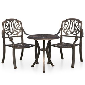 vidaXL 3-delige Bistroset gietaluminium bronskleurig