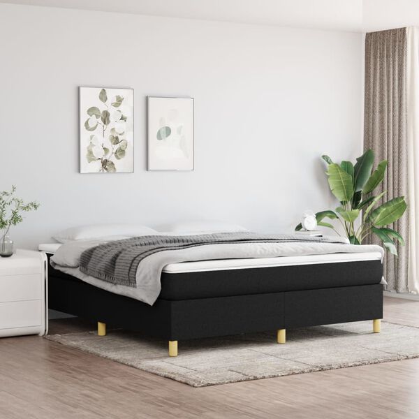 vidaXL Boxspring met matras stof zwart 180x200 cm