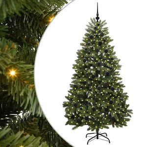 vidaXL Kunstkerstboom 210 cm 300 LED's Warmwit PVC en staal Groen