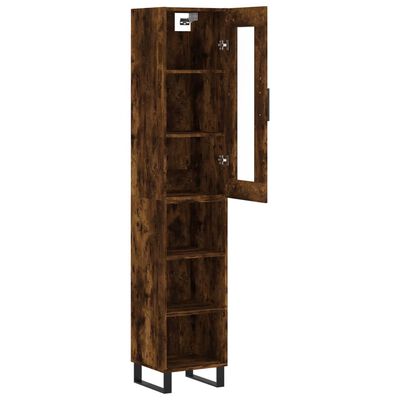 vidaXL Hoge kast 34,5x34x180 cm bewerkt hout gerookt eikenkleurig