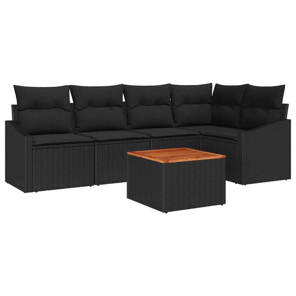 vidaXL Tuin Sofa Set 6 pcs Zwart
