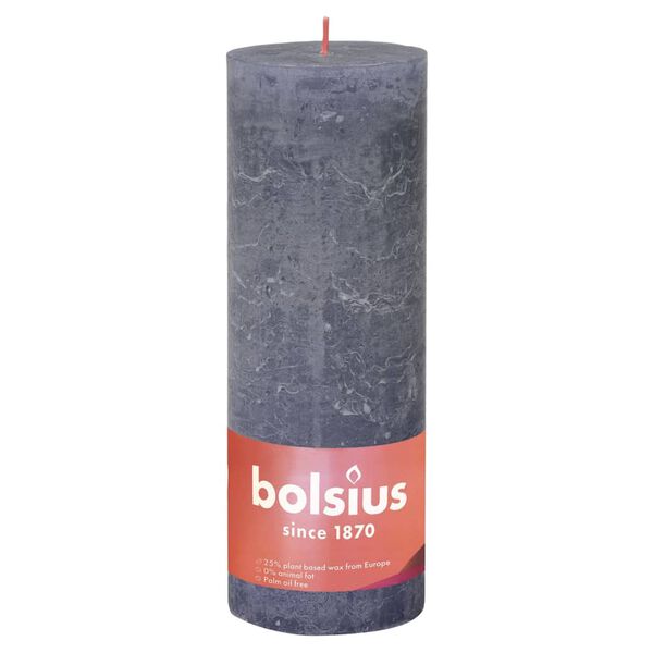 Bolsius Stompkaarsen Shine 4 st rustiek 190x68 mm schemerblauw