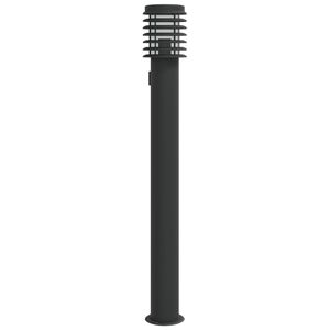 vidaXL Buitenvloerlamp met stopcontact 110 cm roestvrijstaal zwart