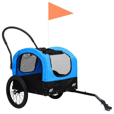 vidaXL Fietstrailer en hondenwagen 2-in-1 blauw en zwart