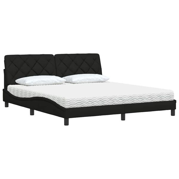 vidaXL Bed met matras stof zwart 180x200 cm