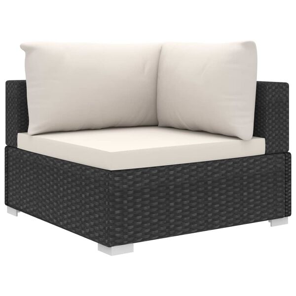 vidaXL 9-delige Loungeset met kussens poly rattan zwart