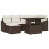 vidaXL Tuin Sofa Set 7 st Bruin en Cr&egrave;me poly rattan