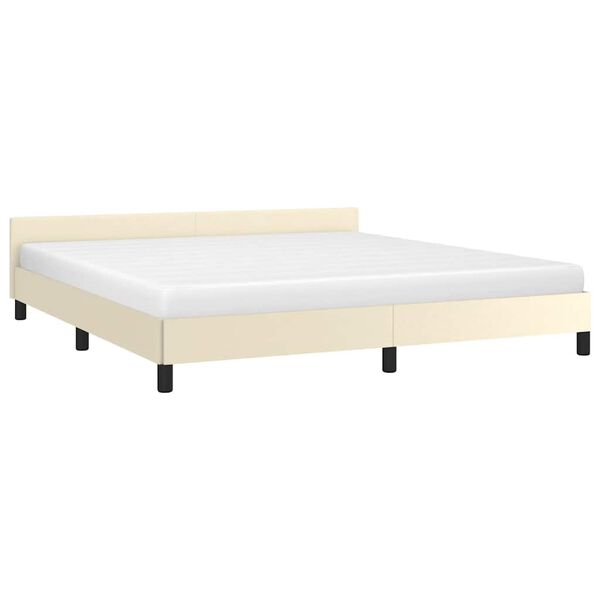 vidaXL Bedframe met hoofdeinde zonder matras 160x200 cm cr&egrave;mekleurig