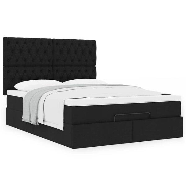 vidaXL Ottoman bed met matras 140x190cm stof zwart