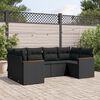 vidaXL 6-delige Loungeset met kussens poly rattan zwart