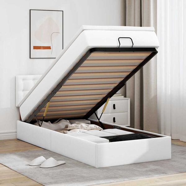 vidaXL Ottomaanse bed met matras 80x200cm kunstleer wit