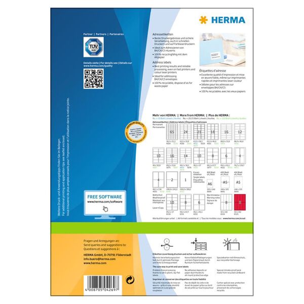 HERMA Adresetiketten 100 vellen A4 99,1x67,7 mm wit