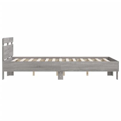 vidaXL Bedframe met hoofdeinde bewerkt hout grijs sonoma 120x200 cm