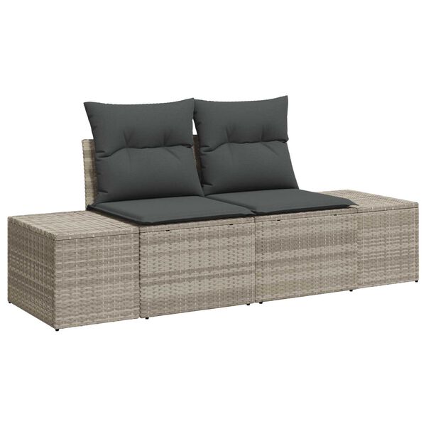 vidaXL Bankstel met kussen 7 pcs poly rattan