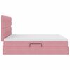 vidaXL Bed met LED-striplichten met opslag Roze 200 x 200 cm Fluweel