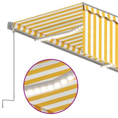 vidaXL Luifel automatisch met gordijn LED windsensor 3x2,5 m geel wit