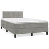 vidaXL Boxspring met matras fluweel lichtgrijs 120x200 cm