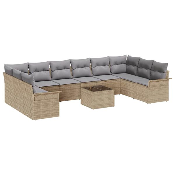 vidaXL Tuin Sofa Set met opslag 11 pcs Zwart poly rattan