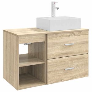 vidaXL Badkamermeubelset 2 pcs Sonoma Eiken Bewerkt hout