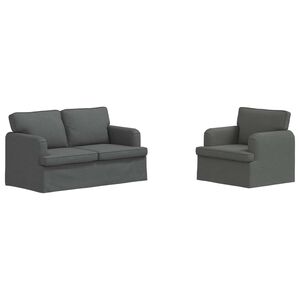 vidaXL Bankstel 2 pcs Donkergrijs 144 x 80 x 85 cm Stof