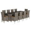 vidaXL 11-delige Tuinset met kussens poly rattan grijs