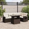 vidaXL 6-delige Loungeset met kussens poly rattan bruin