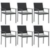 vidaXL Tuinstoelen 6 st met kussens 54x62,5x89 cm poly rattan zwart