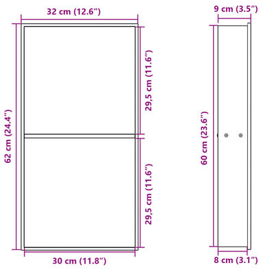 vidaXL Douchenis 32x62x9 cm roestvrijstaal matzwart