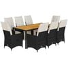 vidaXL 9-delige Tuinset poly rattan zwart