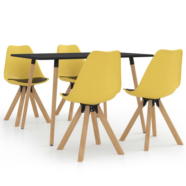 vidaXL 5-delige Eethoek geel en zwart
