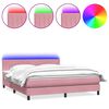 vidaXL Boxspring met matras en LED fluweel roze 180x210 cm