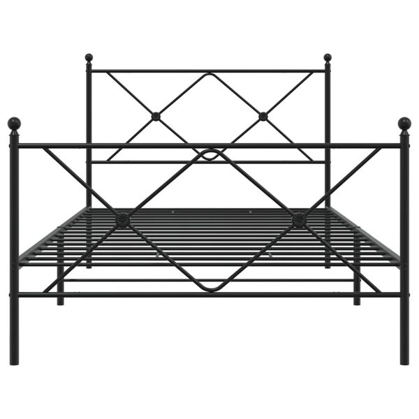 vidaXL Bedframe met hoofd- en voeteneinde metaal zwart 107x203 cm