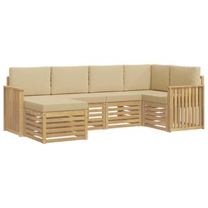 vidaXL Buiten bankenset 6 st Wit en Beige Polyester