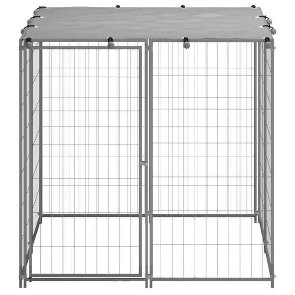 vidaXL Hondenkennel 110x110x110 cm staal zilverkleurig