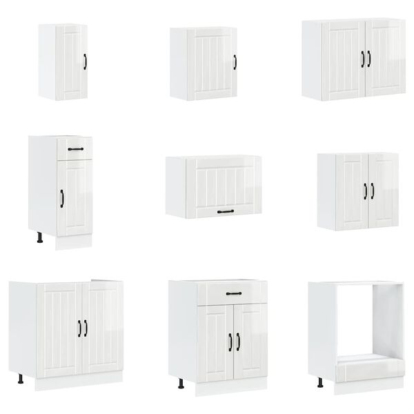 vidaXL 14-delige Keukenkastenset Lucca bewerkt hout glanzend wit