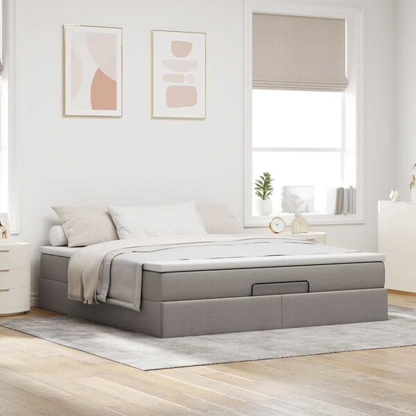 vidaXL Ottoman bed met matras 180x200cm stof taupe