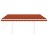 vidaXL Luifel handmatig uittrekbaar met palen 4x3,5 m oranje en bruin