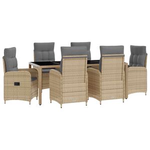 vidaXL Buiten eettafelset 7 pcs Beige en Licht Grijs 190 x 90 x 75 cm