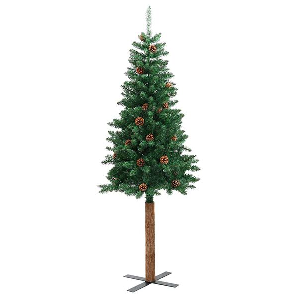 vidaXL Slanke Kerstboom Groen 180 cm PVC en massief dennenhout