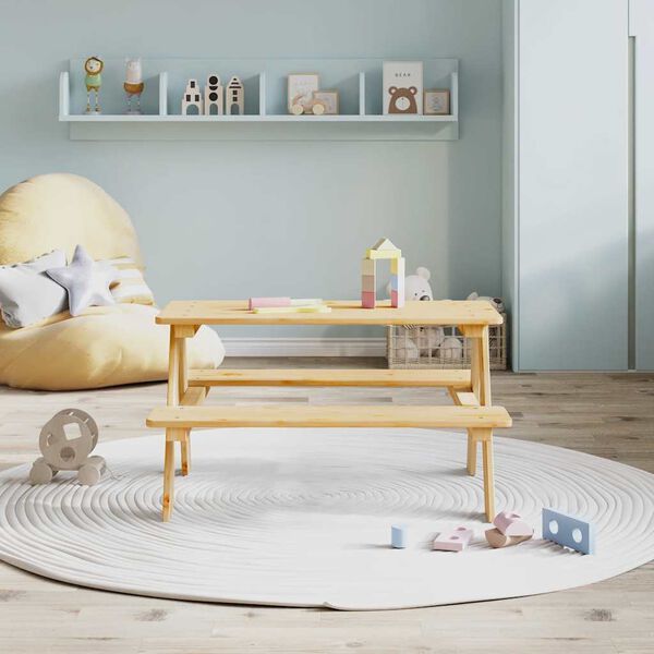 vidaXL Kindertafel met banken 90x79,5x50 cm massief hout