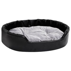 vidaXL Hondenmand 90x79x20 cm pluche en kunstleer zwart en grijs