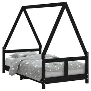 vidaXL Kinderbedframe 80x160 cm massief grenenhout zwart